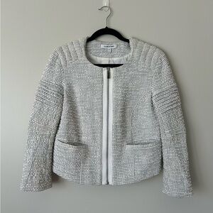 Elizabeth & James Bronco Tweed White Black Blazer Jacket Size M